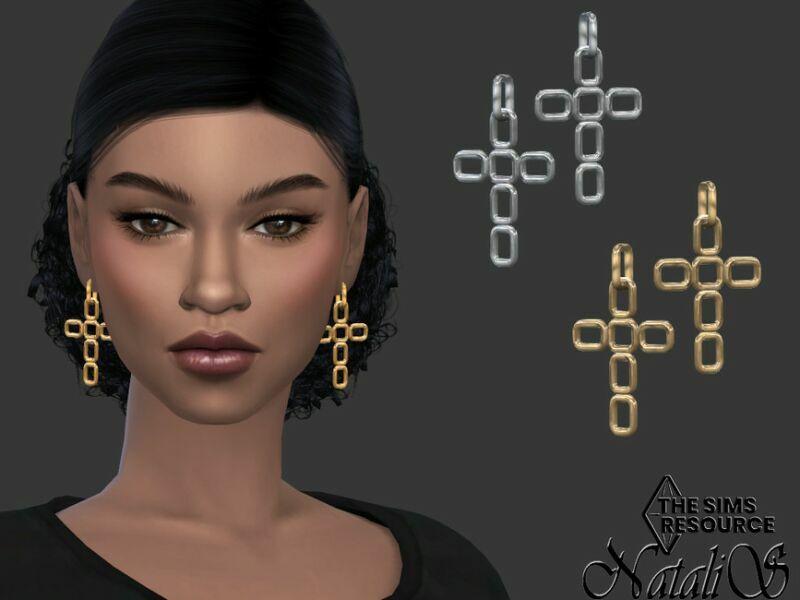 Statement Cross Earrings By Natalis Sims 4 CC