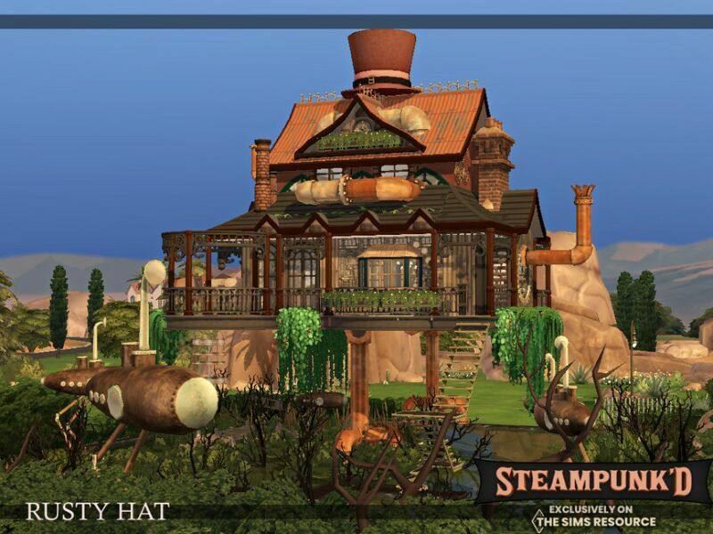 sims 4 cc steampunked rusty hat cc only tsr by simzmora 2