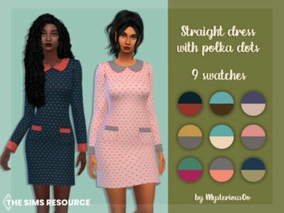 Straight Dress With Polka Dots By Mysteriousoo Sims 4 CC