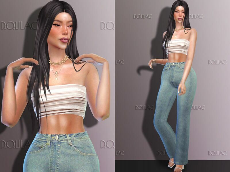 Strapless Crop TOP [SET] DO300 Sims 4 CC