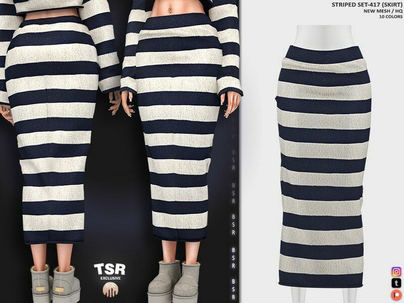 Striped SET-417 (Skirt) BD1131 Sims 4 CC