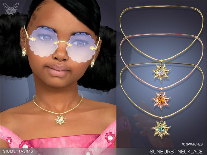 Sunburst Necklace For Kids By Feyona Sims 4 CC