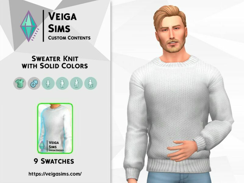 sims 4 cc sweater knit with solid colors 2