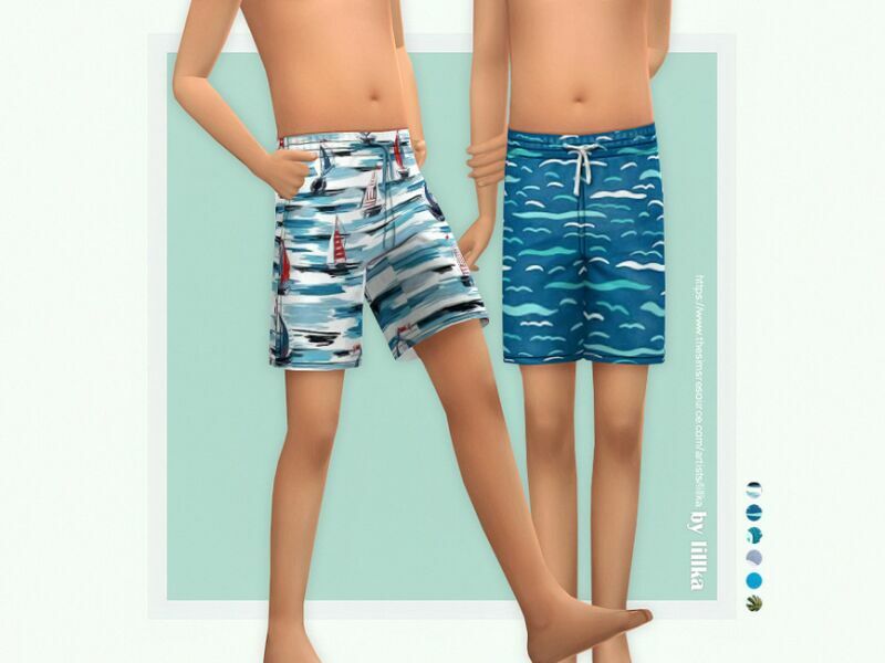 Swim Shorts Boys 02 By Lillka Sims 4 CC