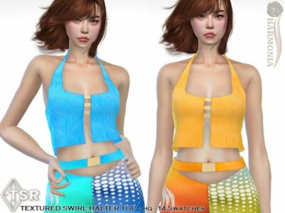 Textured Swirl Halter TOP By Harmonia Sims 4 CC