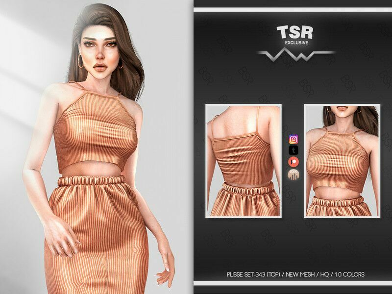 “THE / Plisse SET 343 TOP BD958” Sims 4 CC