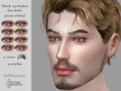 Thick 3D Eyelashes For Male (Teen-Elder) By Coffeemoon Sims 4 CC