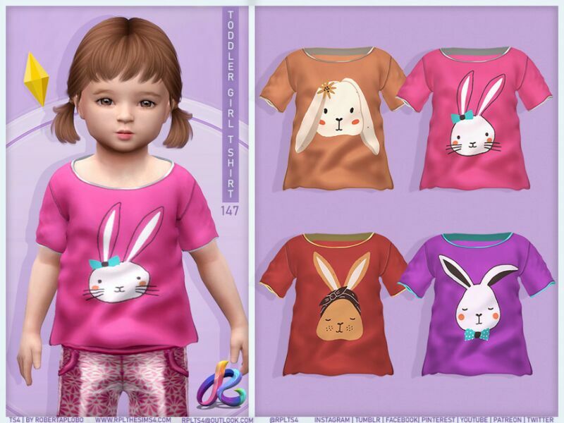 Toddler Girl T-Shirt RPL147 By Robertaplobo Sims 4 CC