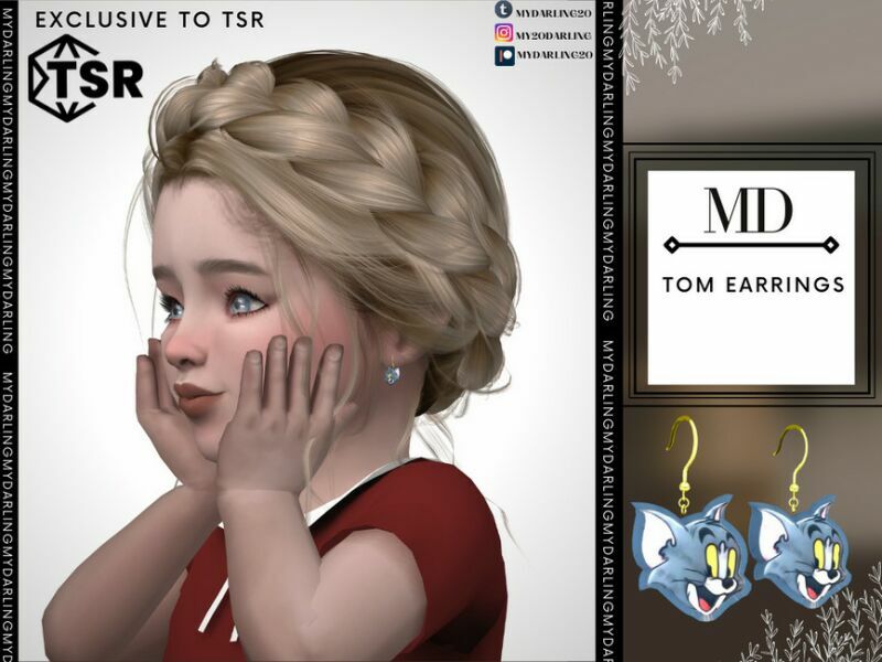 TOM Earrings Toddler By Mydarling20 Sims 4 CC