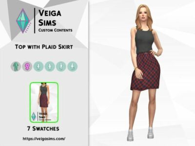 TOP With Plaid Skirt Sims 4 CC