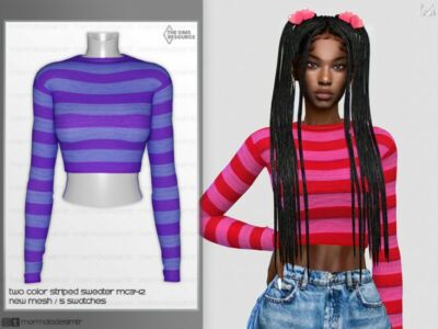 TWO Color Striped Sweater MC342 By Mermaladesimtr Sims 4 CC