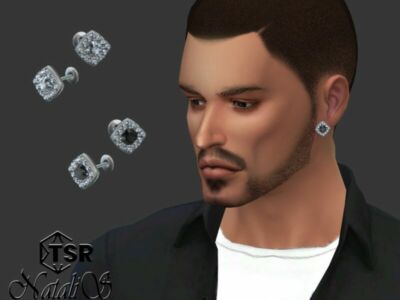 Unisex HIP HOP Square Earrings By Natalis Sims 4 CC