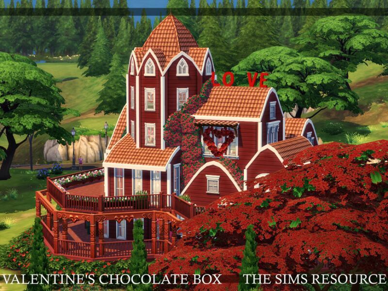 Valentine’S Chocolate BOX House | CC Only TSR By Simzmora Sims 4 CC