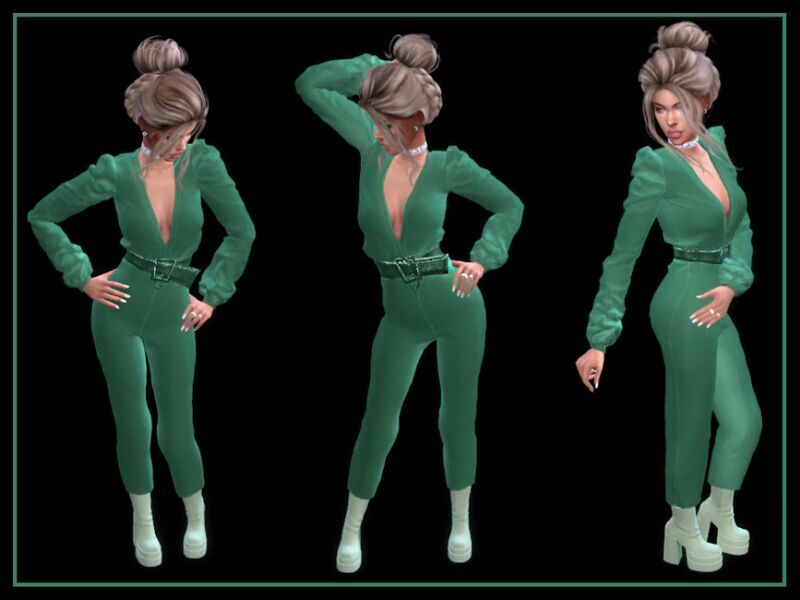 sims 4 cc velvet jumpsuit glittery belt by nadiafabulousflow 2