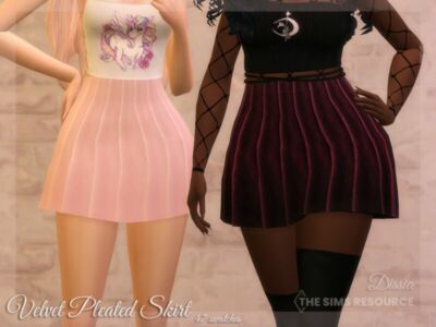 Velvet Pleated Skirt By Dissia Sims 4 CC