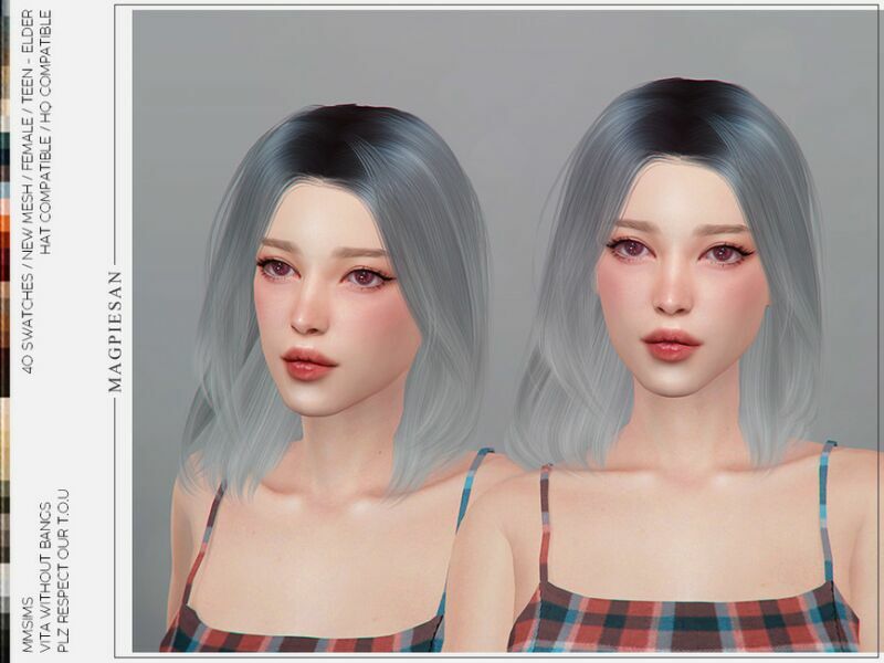 Vita Hair Without Bangs By Magpiesan Sims 4 CC