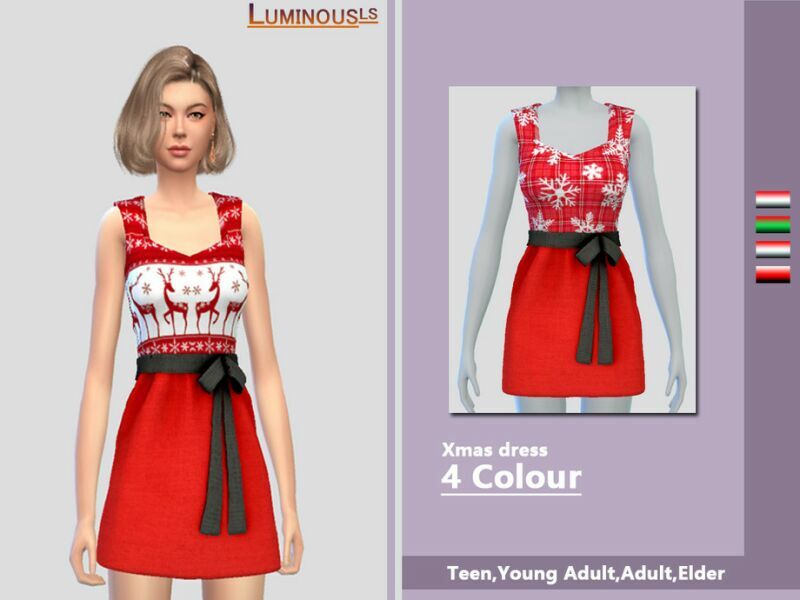 Xmas Dress By Luminousls Sims 4 CC