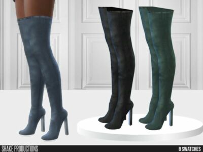 808 – Denim High Heel Boots By Shakeproductions Sims 4 CC