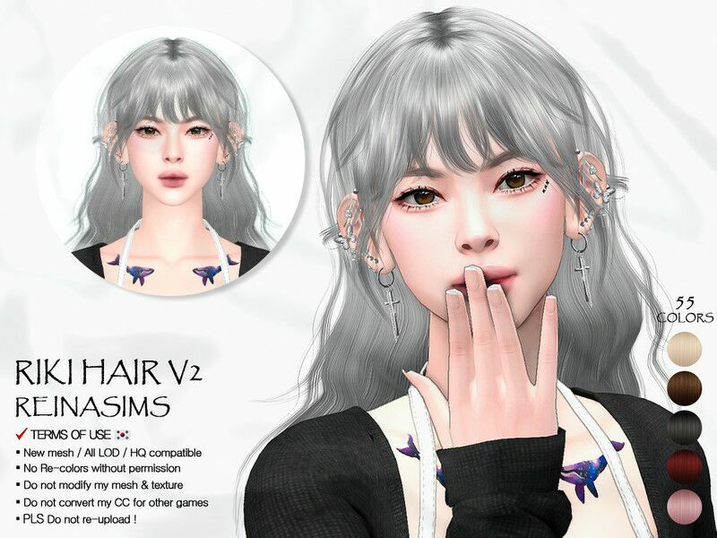 81 Riki Hair V2 Sims 4 CC