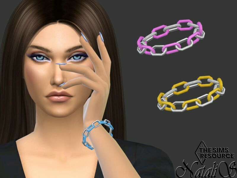 Acrylic Link Metal Chain Bracelet By Natalis Sims 4 CC