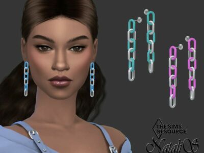 Acrylic Link Metal Chain Earrings By Natalis Sims 4 CC