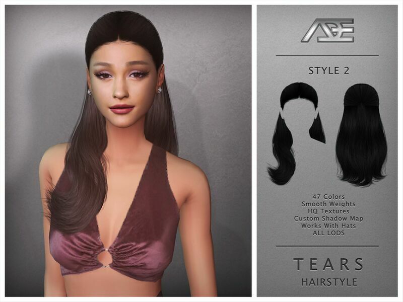 ADE – Tears / Style 2 (Hairstyle) Sims 4 CC