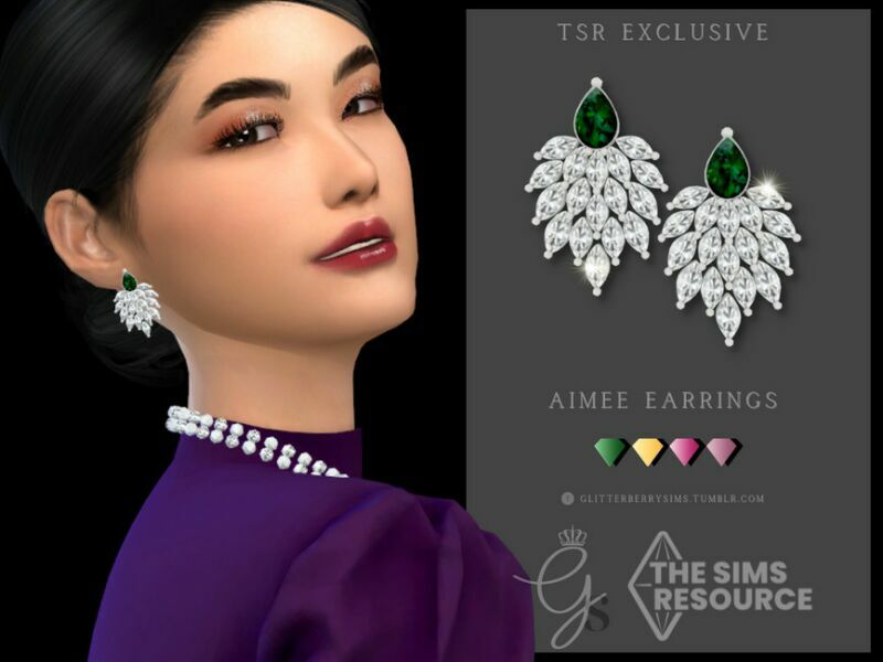 Aimee Earrings By Glitterberryfly Sims 4 CC