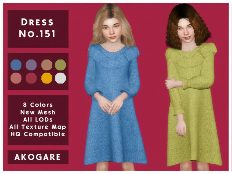 Akogare Dress NO.151 By _Akogare_ Sims 4 CC