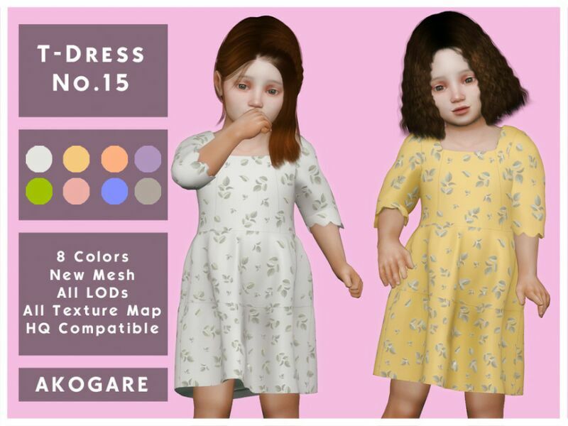 Akogare T-Dress NO.15 By _Akogare_ Sims 4 CC