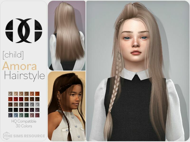 Amora Hairstyle [Child] By Darknightt Sims 4 CC