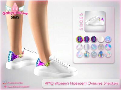 AMQ (Alexander Mcqueen) Women’S Iridescent Oversize Sneakers Sims 4 CC