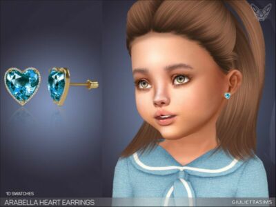 Arabella Halo Heart Earrings For Toddlers By Feyona Sims 4 CC