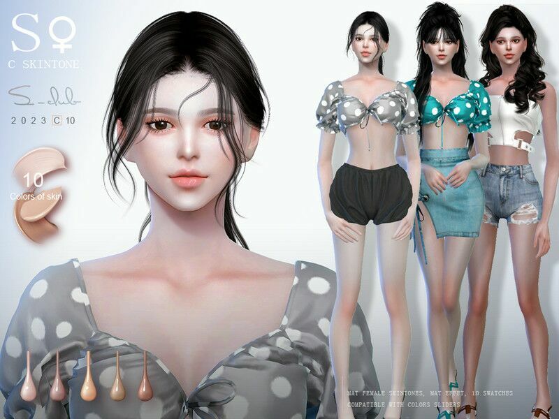 Asian Female Skintones 102023 By S-Club Sims 4 CC