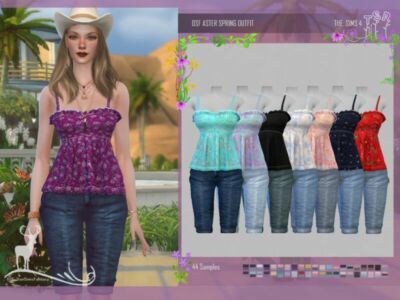 Aster Spring Outfit By Dansimsfantasy Sims 4 CC