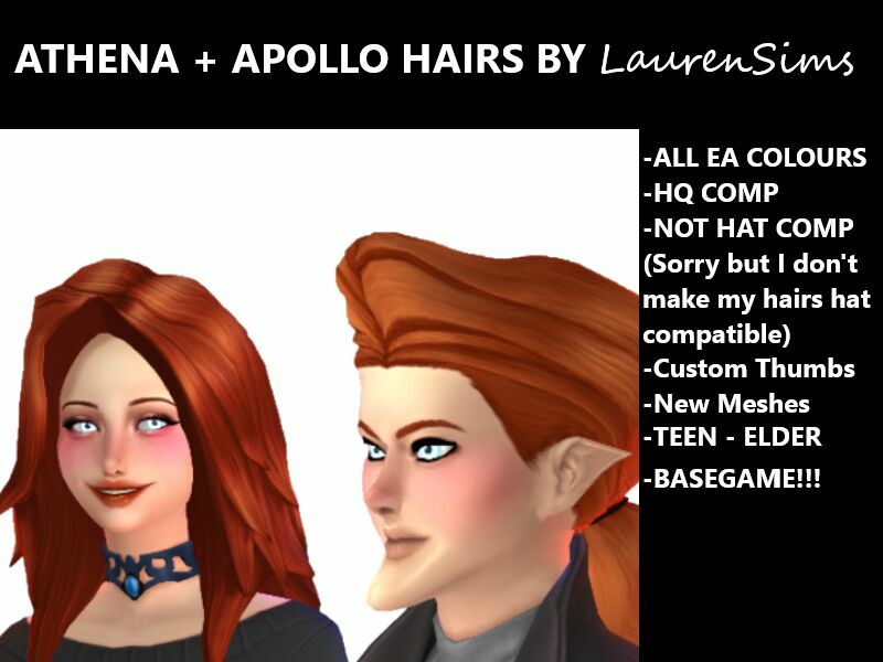 Athena And Apollo Hairs By Laurensims Sims 4 CC