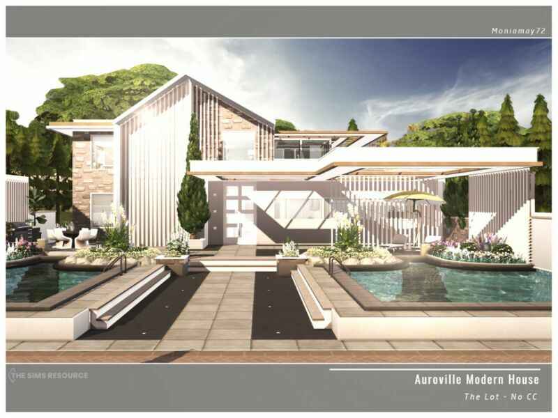 Auroville Modern House NO CC By Moniamay72 Sims 4 CC