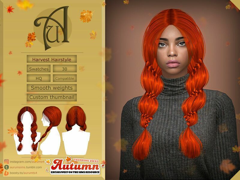 Autumn Trending 2023 – Harvest Hairstyle By Aurummusik Sims 4 CC