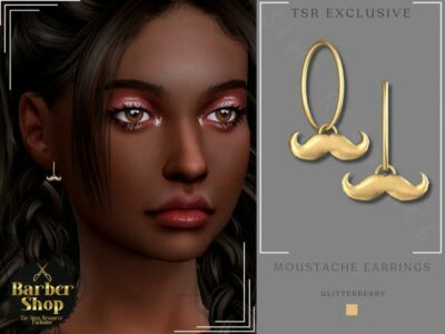 Barbershop Moustache Earrings By Glitterberryfly Sims 4 CC