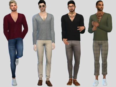 Basic V-Neck Longsleeve By Mclaynesims Sims 4 CC