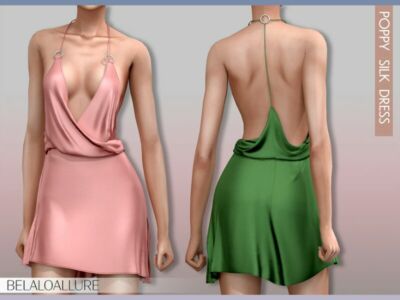 Belaloallure_Poppy Silk Dress (Patreon) By Belal1997 Sims 4 CC