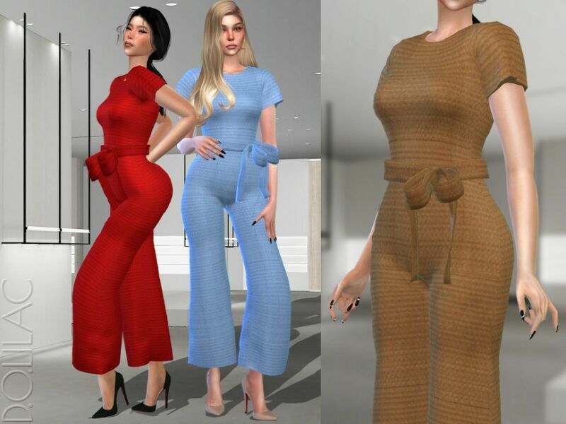 Belted Wide LEG Jumpsuit DO352 Sims 4 CC