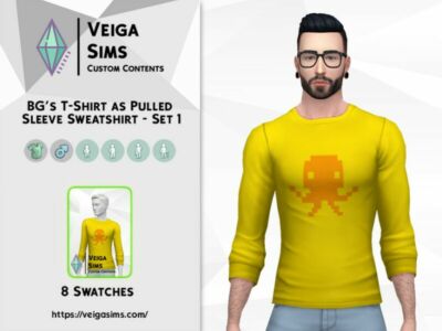 BG’S T-Shirts AS Sweatshirts W Pulled Sleeve – SET 1 Sims 4 CC