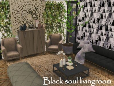 Black Soul Livingroom | Only TSR CC By Genkaiharetsu Sims 4 CC