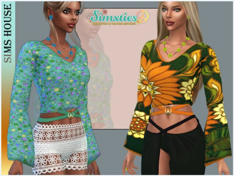 ‘Blouse 60’S Flower Power / Everyday’ Sims 4 CC