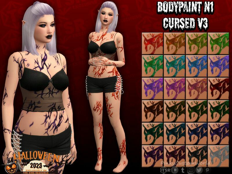 Bodypaint N1 – Cursed V3 By Pinkycustomworld Sims 4 CC