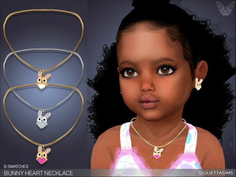 Bunny Heart Necklace For Toddlers By Feyona Sims 4 CC