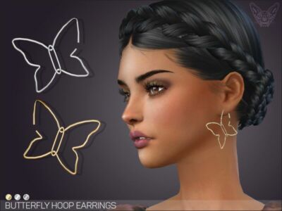 Butterfly Hoop Earrings By Giulietta Sims 4 CC