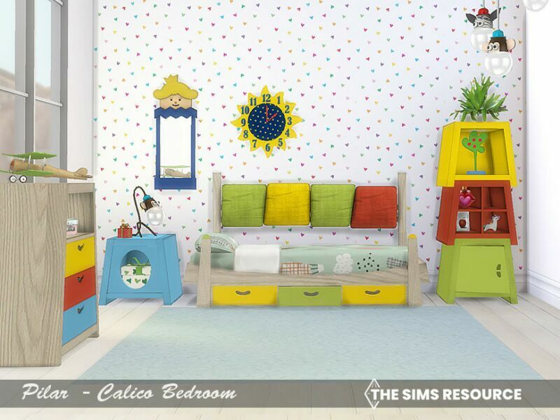 sims 4 cc calico bedroom by pilar 2