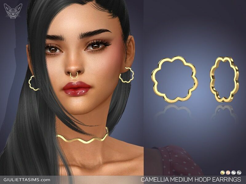 Camellia Medium Hoop Earrings By Giulietta Sims 4 CC