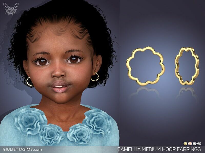 Camellia Medium Hoop Earrings For Toddlers By Giulietta Sims 4 CC